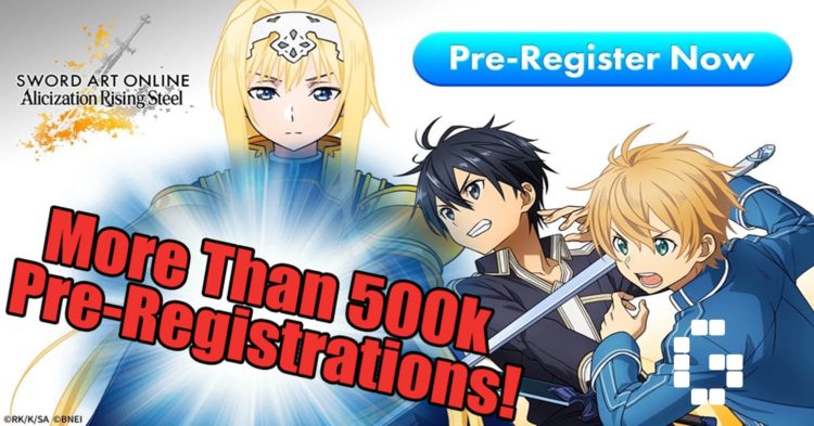 Sword Art Online Alicization Rising Steel Pre-Registration reached 500K!
