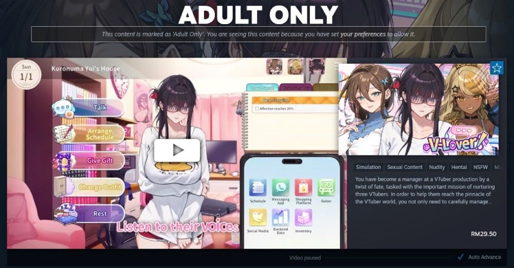 Steam adult content